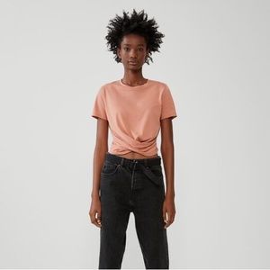 Zara Pink Wrap Crop Top Tee. Size Small S NWOT